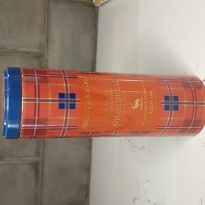 Empty Fortnum & Mason plaid shortbread tin